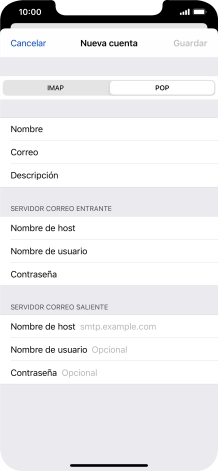 Pulsa Nombre de host e introduce smtp.vodafone.es.
