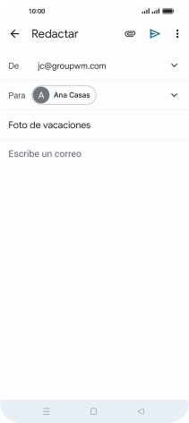 Pulsa en el campo de escritura  y escribe el texto del correo electrónico.