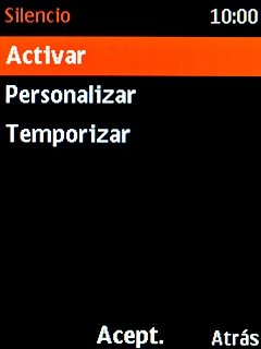 Selecciona Activar para activar el modo silencioso.