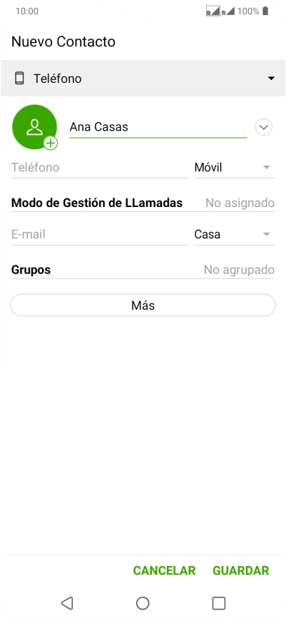 Pulsa Teléfono e introduce el número de teléfono deseado.