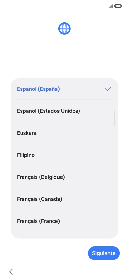 Pulsa el idioma deseado.