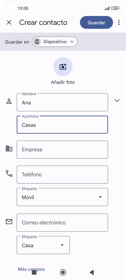 Pulsa Teléfono e introduce el número de teléfono deseado.