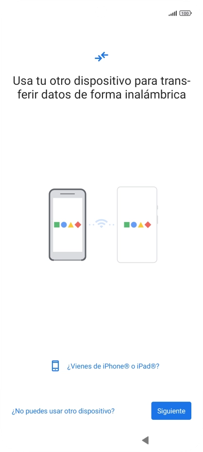 Sigue las indicaciones de la pantalla para transferir contenido desde otro teléfono.