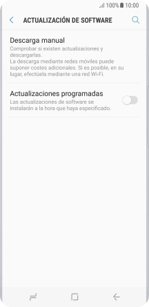 Pulsa Descarga manual. Si hay una versión de software nueva disponible, aparecerá ahora en la pantalla. Sigue las indicaciones de la pantalla para actualizar el software del teléfono.