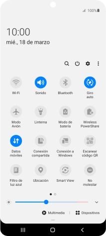 Pulsa el icono de modo de avión para activar o desactivar la función.