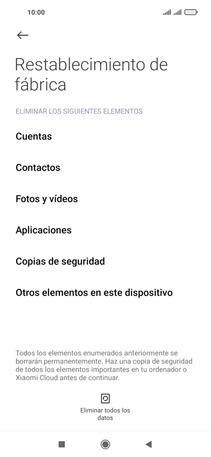 Pulsa Eliminar todos los datos.