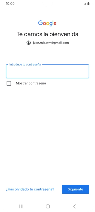 Pulsa Introduce tu contraseña e introduce la contraseña de tu cuenta de Google.