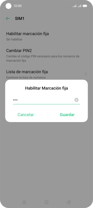 Introduce el código PIN2 y pulsa Guardar.