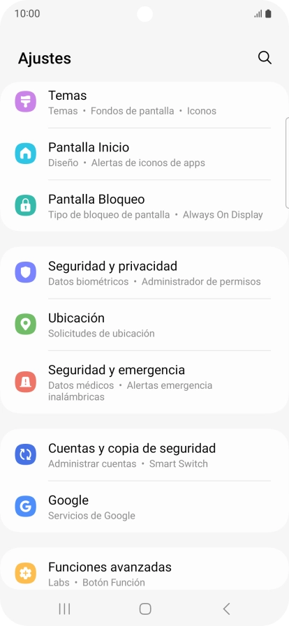 Pulsa Cuentas y copia de seguridad.