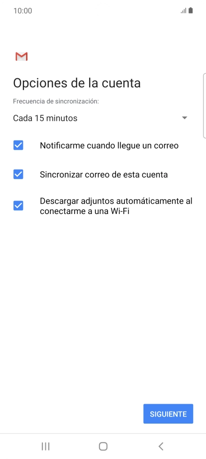 Si aparece en la pantalla esta imagen, tu cuenta de correo electrónico ha sido reconocida y configurada automáticamente. Sigue las indicaciones de la pantalla para introducir más información y terminar la configuración.