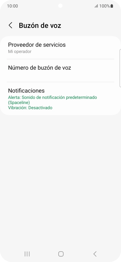 Pulsa Número de buzón de voz.