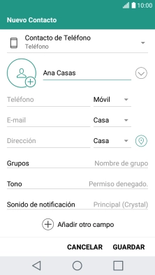 Pulsa Teléfono e introduce el número de teléfono deseado.