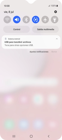 Pulsa Toca para otras opciones USB..