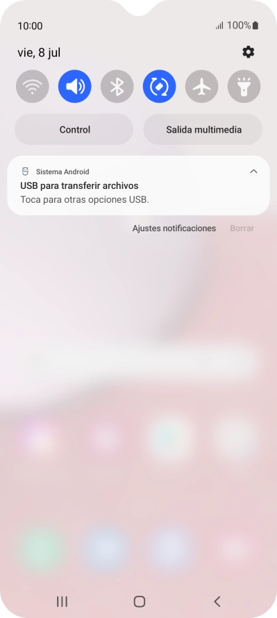 Pulsa Toca para otras opciones USB..