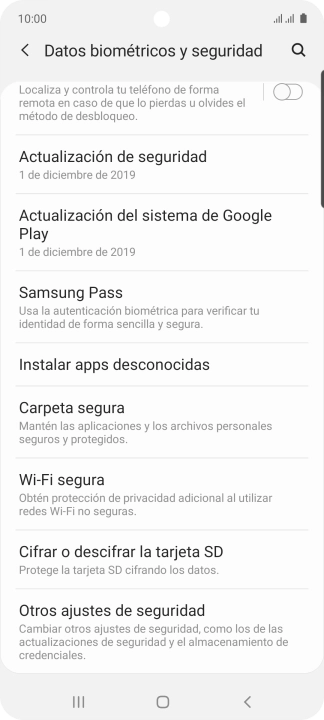 Pulsa Otros ajustes de seguridad. Pulsa Otros ajustes de seguridad.