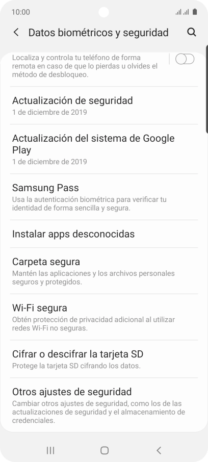Pulsa Otros ajustes de seguridad. Pulsa Otros ajustes de seguridad.