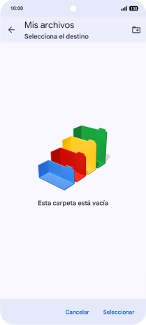 Si deseas crear una nueva carpeta, pulsa el icono de nueva carpeta y sigue las indicaciones de la pantalla para crearla.