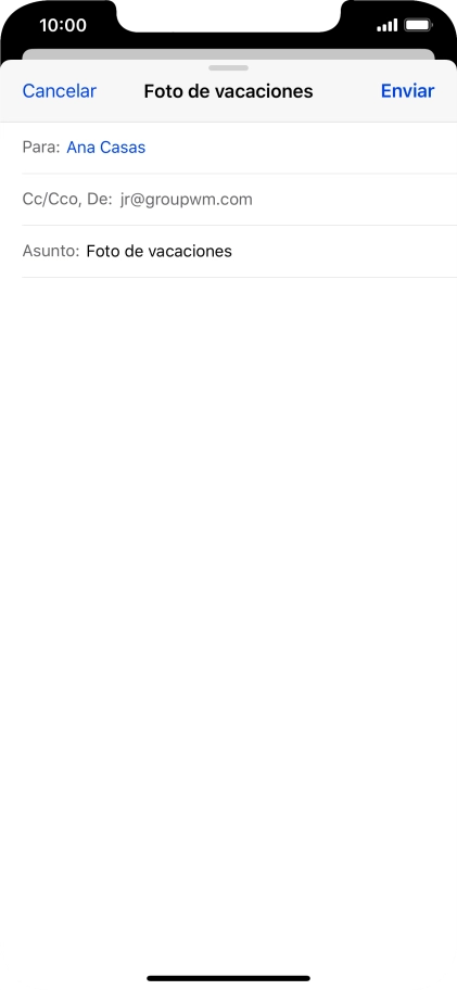 Pulsa en el campo de escritura  y escribe el texto del correo electrónico.