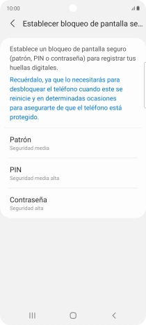Pulsa el código de seguridad deseado y sigue las indicaciones de la pantalla para crear un código de seguridad del teléfono adicional.