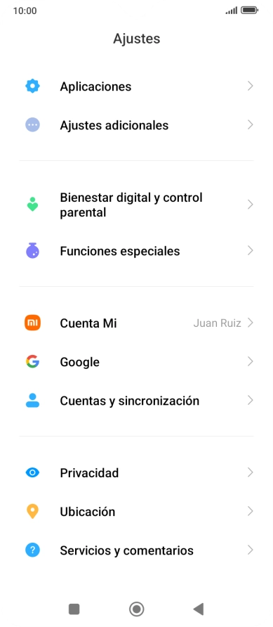 Pulsa Cuentas y sincronización.