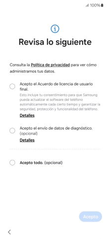 Pulsa en el campo junto a los ajustes deseados para seleccionarlos. Pulsa en el campo junto a los ajustes deseados para seleccionarlos.
