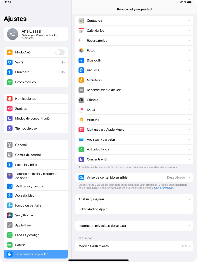 Pulsa Informe de privacidad de las apps.