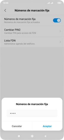 Introduce el código PIN2 y pulsa Aceptar.