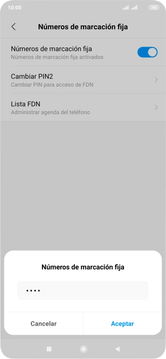 Introduce el código PIN2 y pulsa Aceptar.