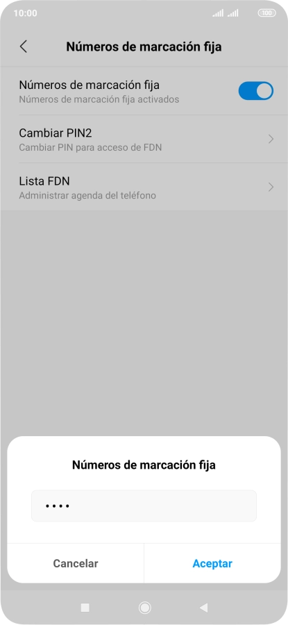 Introduce el código PIN2 y pulsa Aceptar.