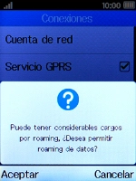 Si activas el roaming de datos, pulsa la tecla de selección izquierda.