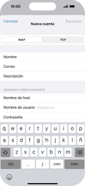 Pulsa Nombre de usuario e introduce el nombre de usuario de tu cuenta de correo electrónico.