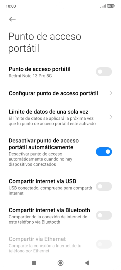 Pulsa Configurar punto de acceso portátil.