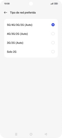 Pulsa el tipo de red deseado.