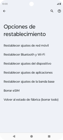 Pulsa Volver al estado de fábrica (borrar todo).