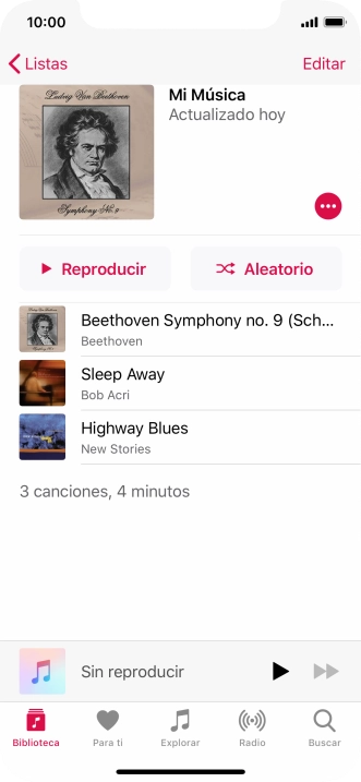Pulsa con intensidad el archivo de música deseado hasta que aparezca un menú emergente en la pantalla.