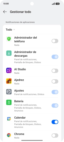 Pulsa el indicador junto a las apps deseadas para activar o desactivar la función.