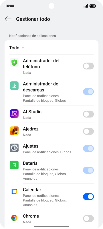 Pulsa el indicador junto a las apps deseadas para activar o desactivar la función.