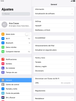 Pulsa Actualización de software. Si hay una versión de software nueva disponible, aparecerá ahora en la pantalla. Sigue las indicaciones de la pantalla para actualizar el software de la tablet