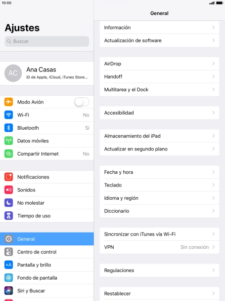 Pulsa Actualización de software. Si hay una versión de software nueva disponible, aparecerá ahora en la pantalla. Sigue las indicaciones de la pantalla para actualizar el software de la tablet