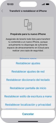 Pulsa Restablecer ajustes de red.