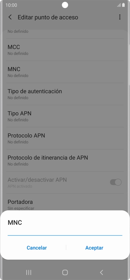 Introduce 01 y pulsa Aceptar.
