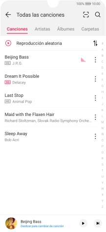 Pulsa una categoría y desplázate al archivo de música deseado.
