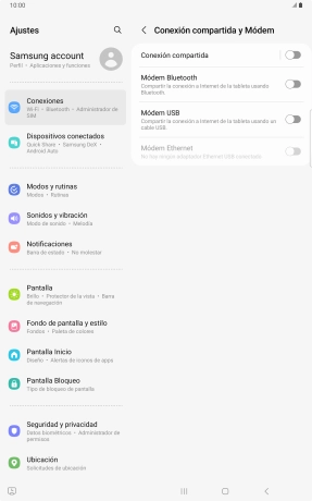 Pulsa Conexión compartida.