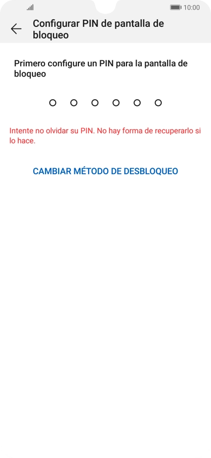 Pulsa CAMBIAR MÉTODO DE DESBLOQUEO.