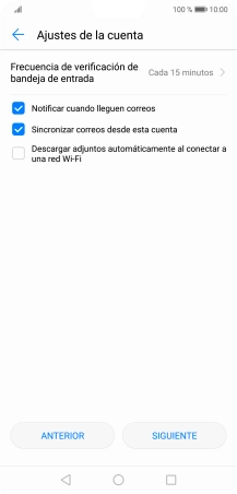Pulsa Frecuencia de verificación de bandeja de entrada.