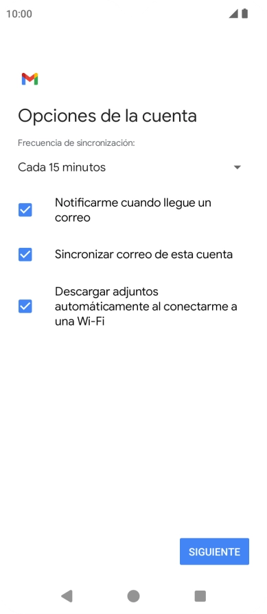 Si aparece en la pantalla esta imagen, tu cuenta de correo electrónico ha sido reconocida y configurada automáticamente. Sigue las indicaciones de la pantalla para introducir más información y terminar la configuración. Si aparece en la pantalla esta imagen, tu cuenta de correo electrónico ha sido reconocida y configurada automáticamente. Sigue las indicaciones de la pantalla para introducir más información y terminar la configuración.