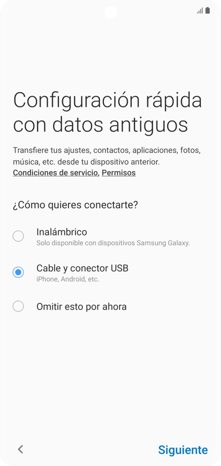 Pulsa Siguiente y sigue las indicaciones de la pantalla para transferir el contenido.