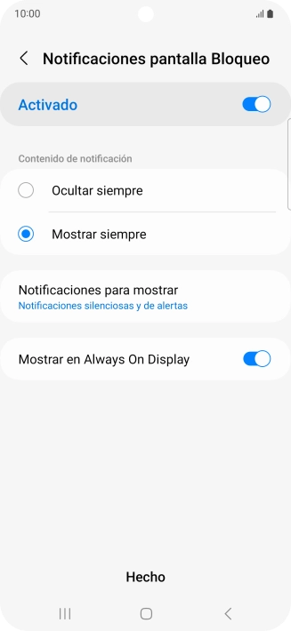 Pulsa los ajustes deseados para activarlos o desactivarlos.