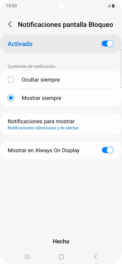 Pulsa los ajustes deseados para activarlos o desactivarlos.