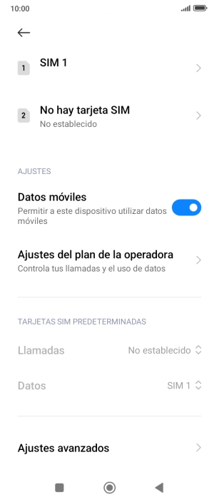 Pulsa el nombre de la tarjeta SIM.